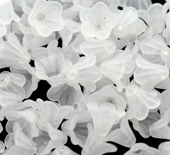 Weiße, matte Acryl- Lilien, Blumen, 14 x 10 mm, verschiedene Mengen auswählbar