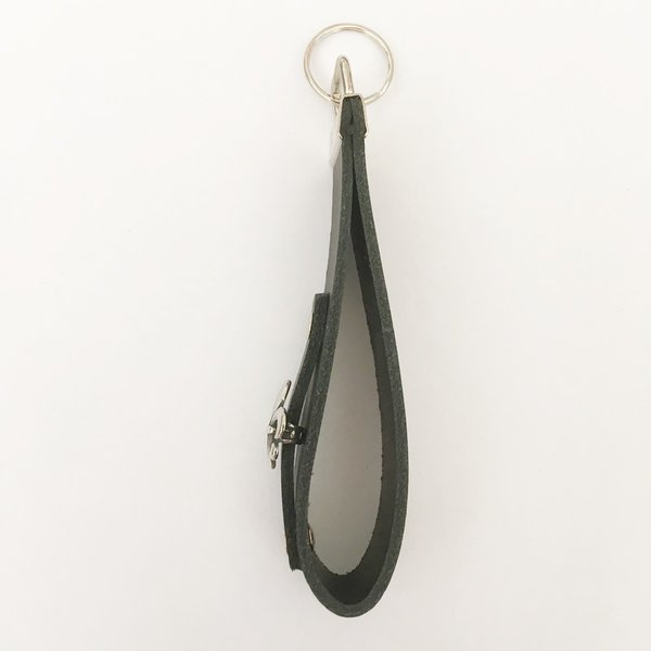 Schwarzer LEDER Schlüsselanhänger Schlüsselband mit silberner Fleur de Lis