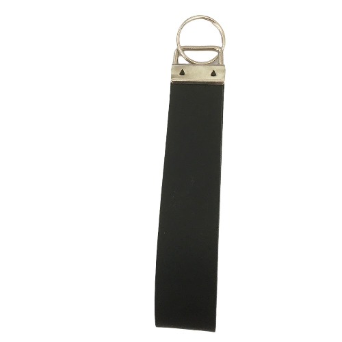 Schwarzer LEDER Schlüsselanhänger Schlüsselband mit silbernen laufendem Pferd