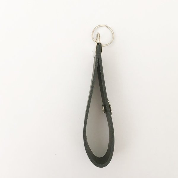 Schwarzer LEDER Schlüsselanhänger Schlüsselband mit silbernem Gänseblümchen
