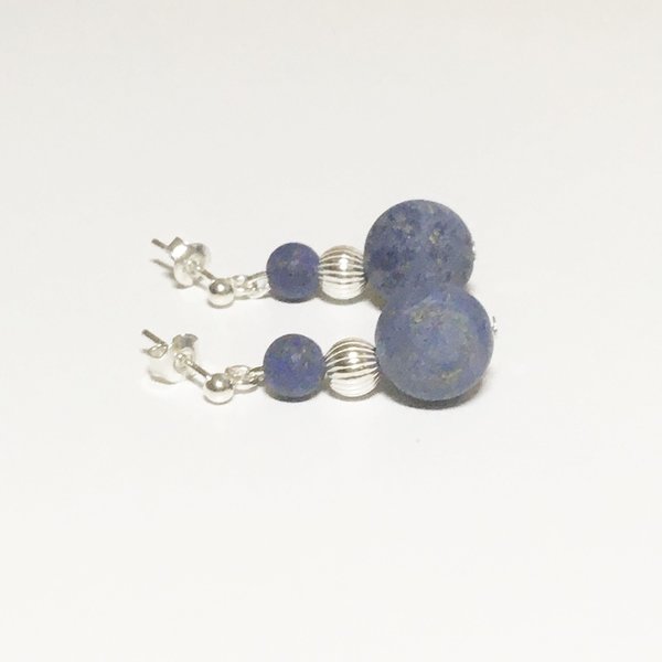 Blaue LAPISLAZULI Ohrhänger mit 925er-Silberperlen